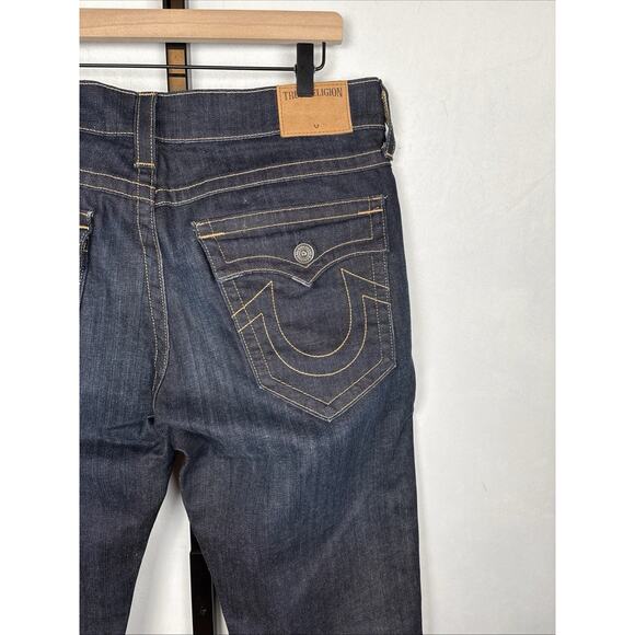 True Religion Geno Flap Relaxed Slim Fit Jeans Denim 34x34 Stretch Dark Wash - Picture 10 of 13